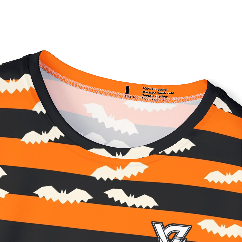 Halloween Pumpkin Orange Bat Stripe Multipurpose Athletic Shirt