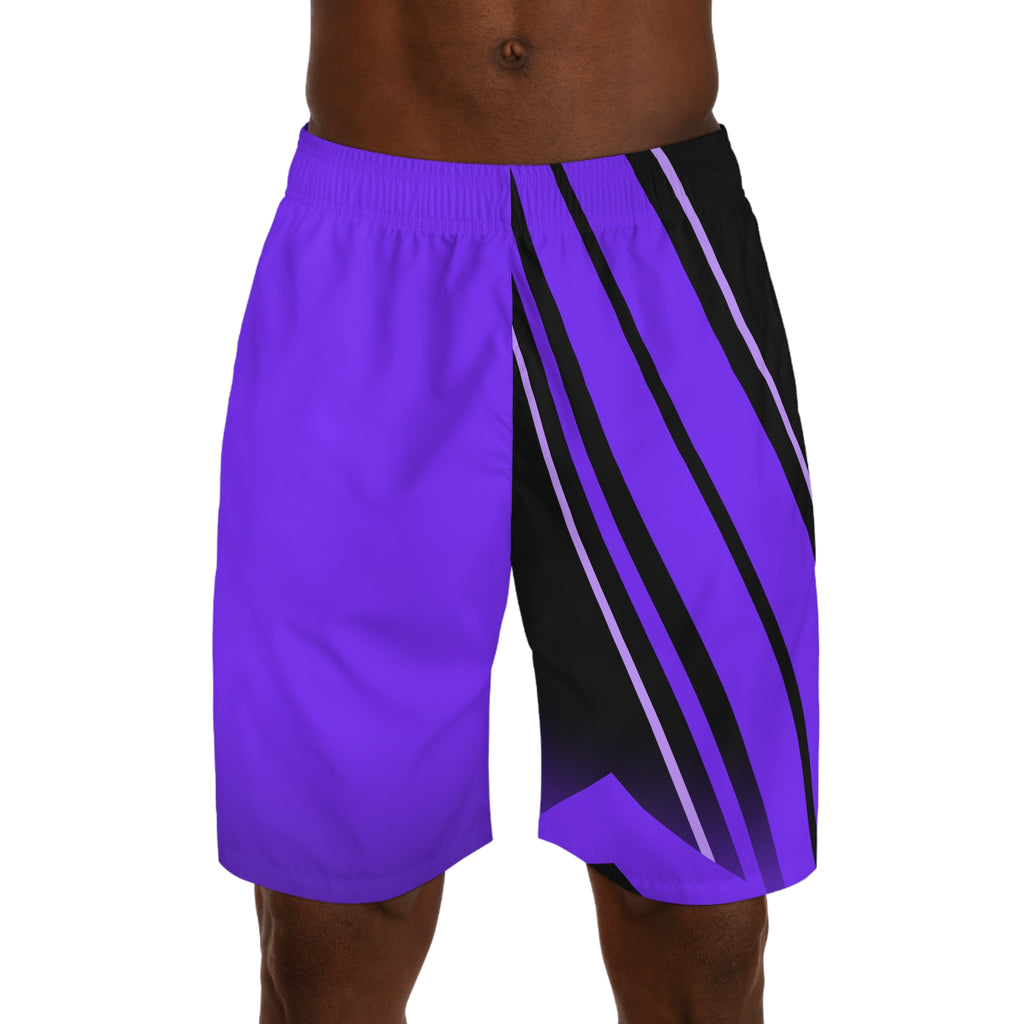 Men's Electric Purple & Black Running Jogger Shorts with Pockets — Athletic Performance