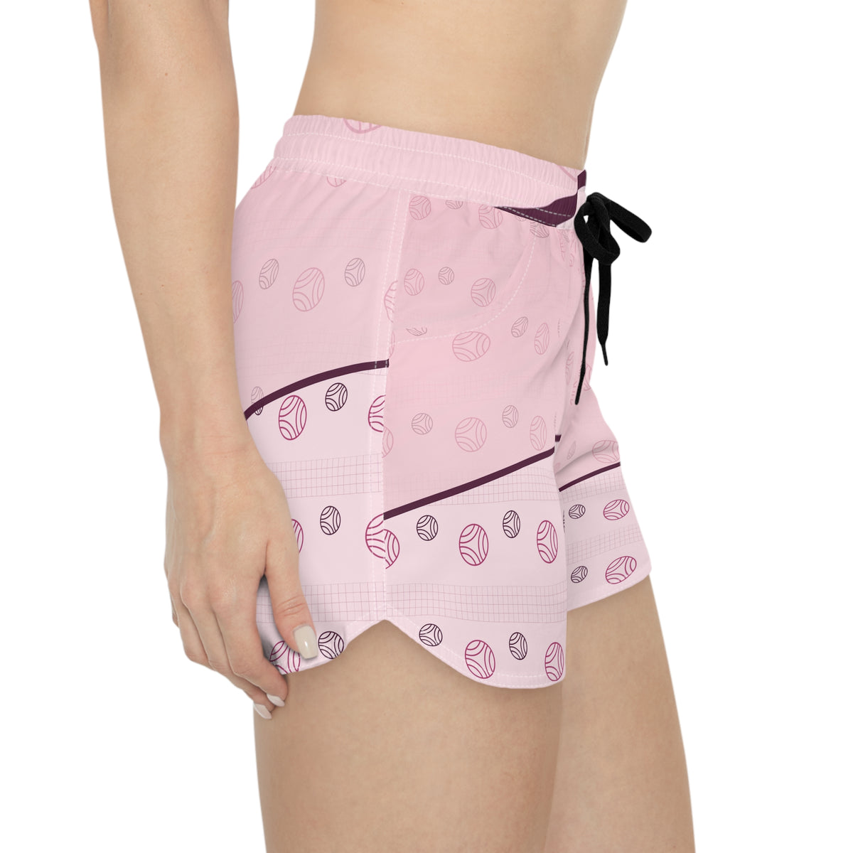 Volleyball Blush Rose Spike Panel Women's Athletic Shorts with Pockets