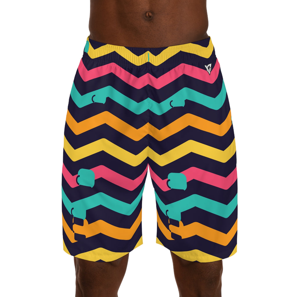 Combat Sports Electric Mango Chevron Rush Men's Athletic Shorts with Pockets