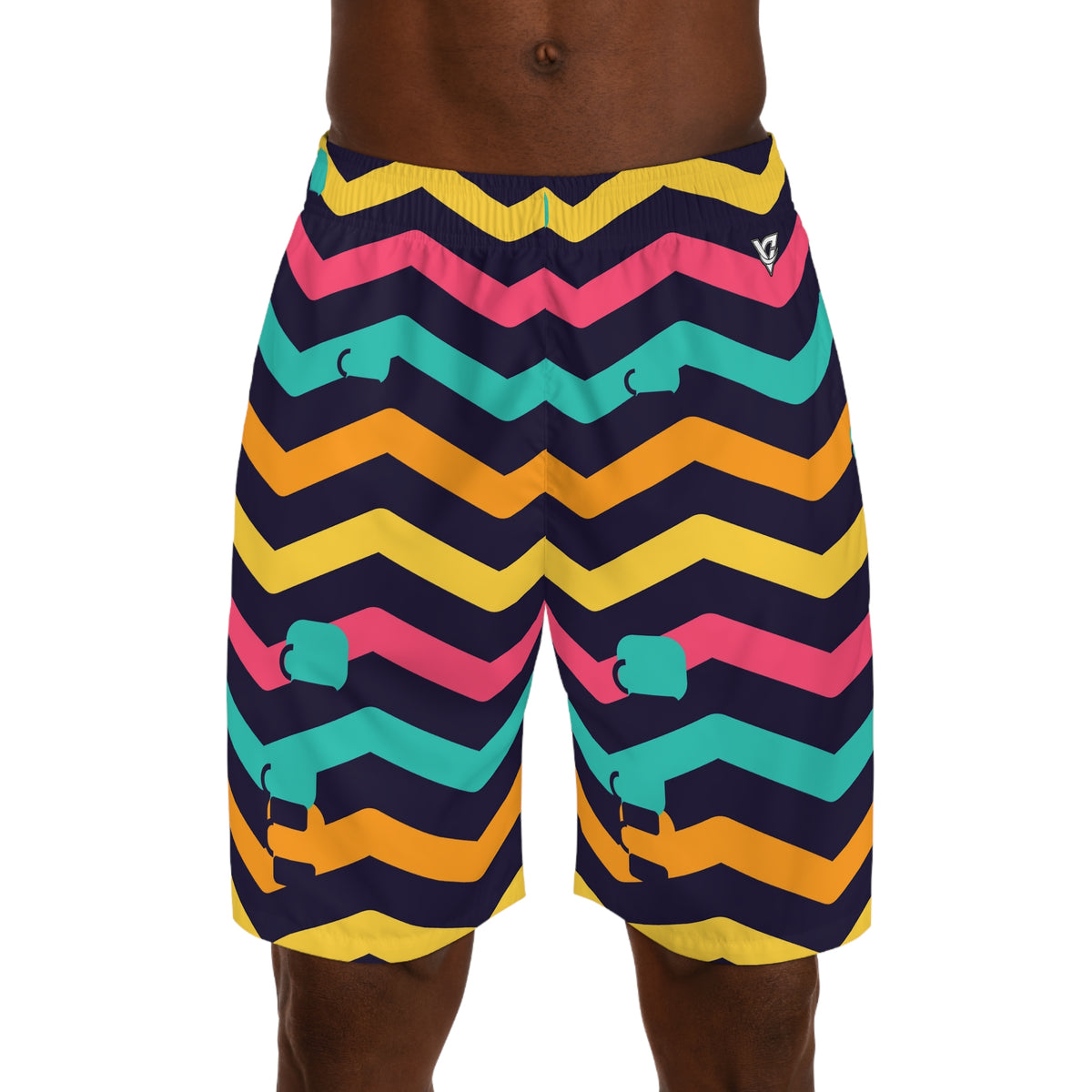 Combat Sports Electric Mango Chevron Rush Men's Athletic Shorts with Pockets