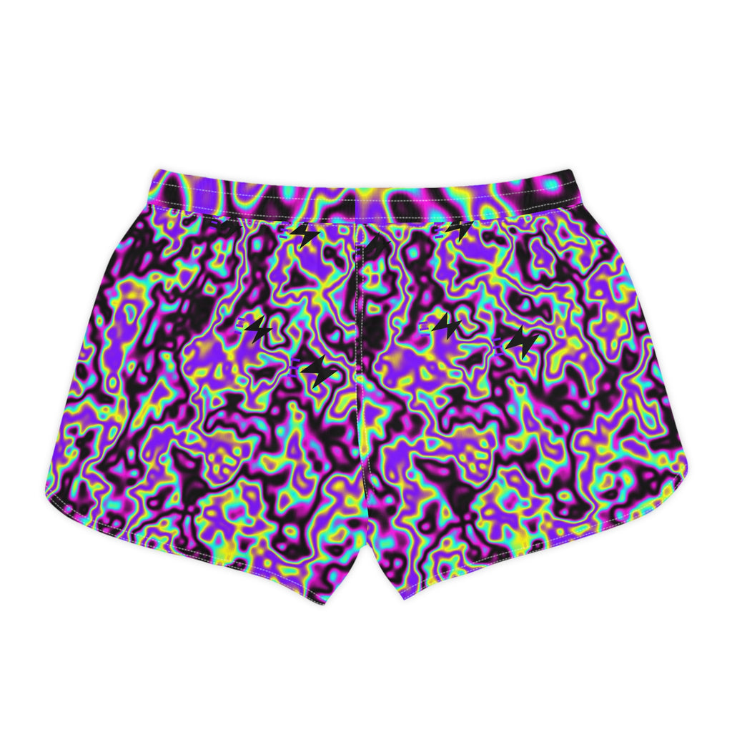Running Midnight Neon Marble Flow Women's Athletic Shorts with Pockets