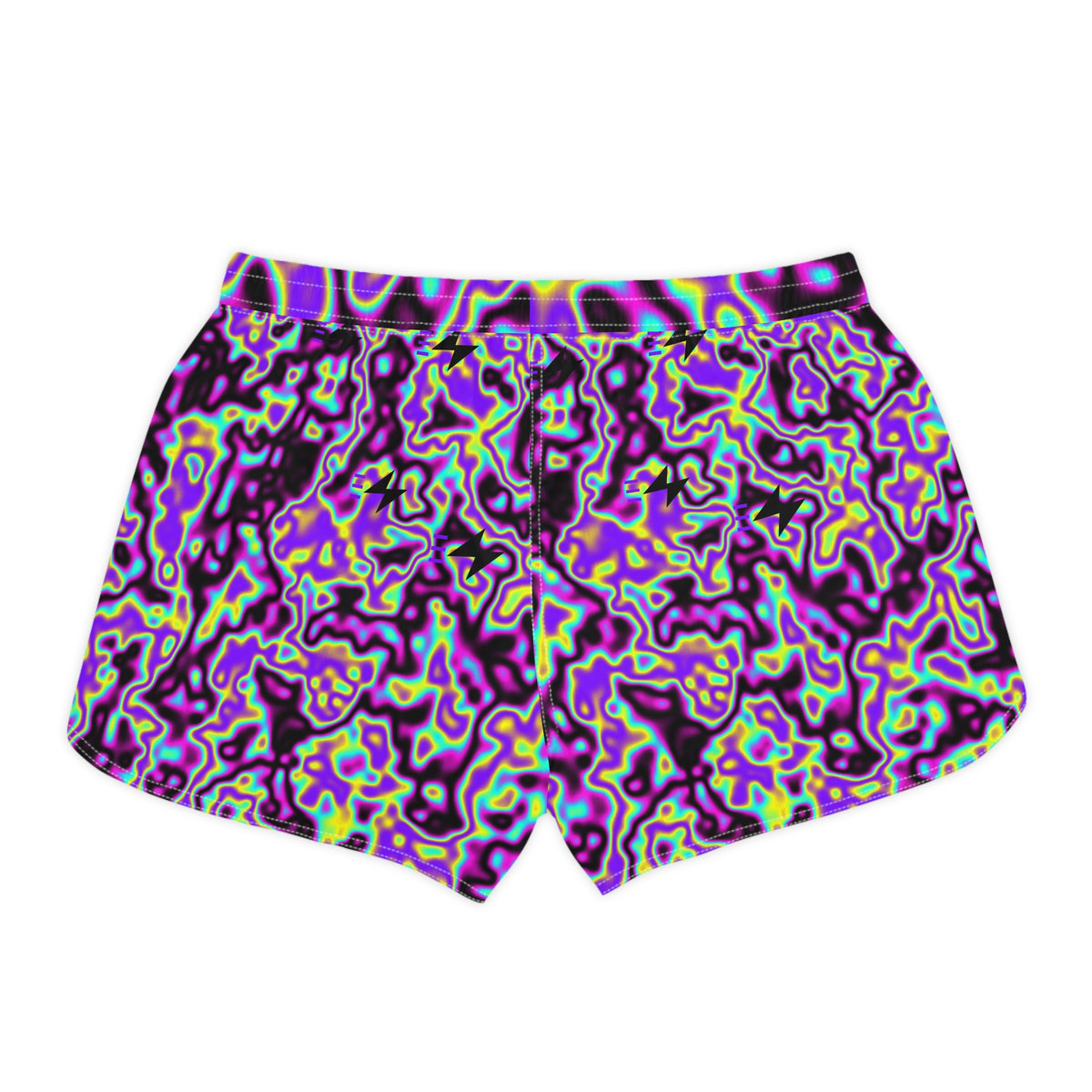 Running Midnight Neon Marble Flow Women's Athletic Shorts with Pockets