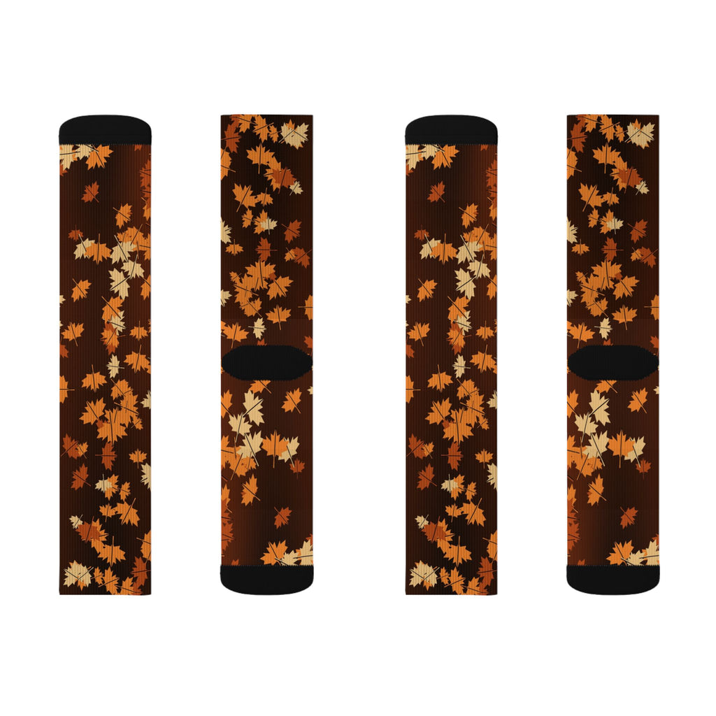 Pumpkin Falling Leaves Athletic Crew Socks