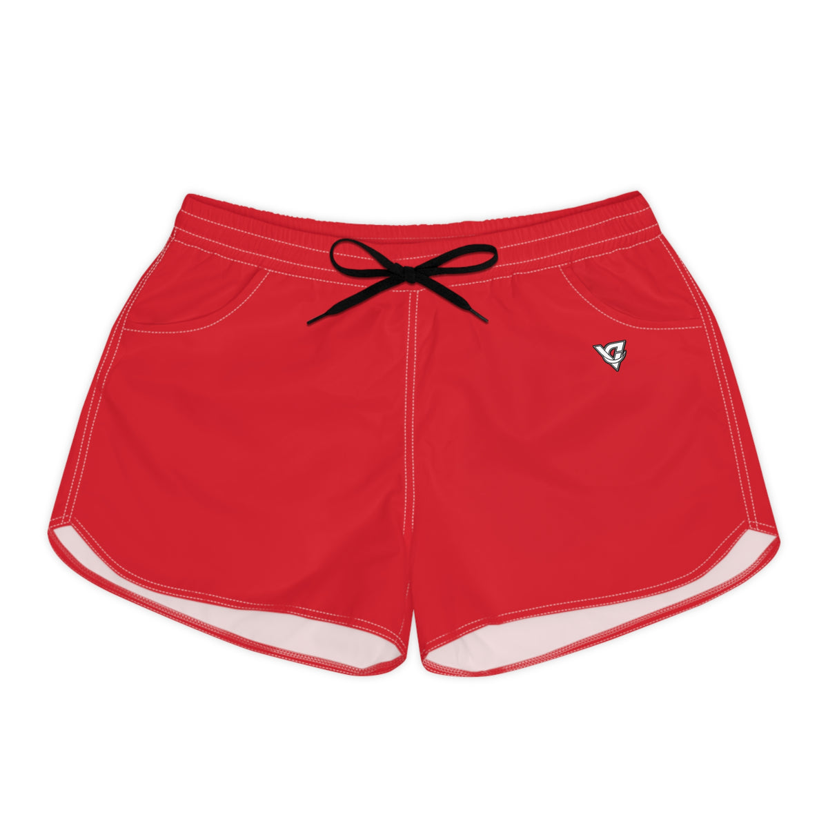 Vantacore Solid Red Women's Athletic Shorts with Pockets
