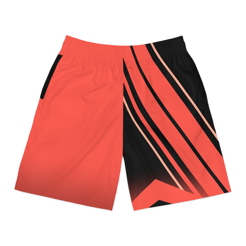 Men's Sunset Coral & Black Running Jogger Shorts with Pockets — Athletic Performance