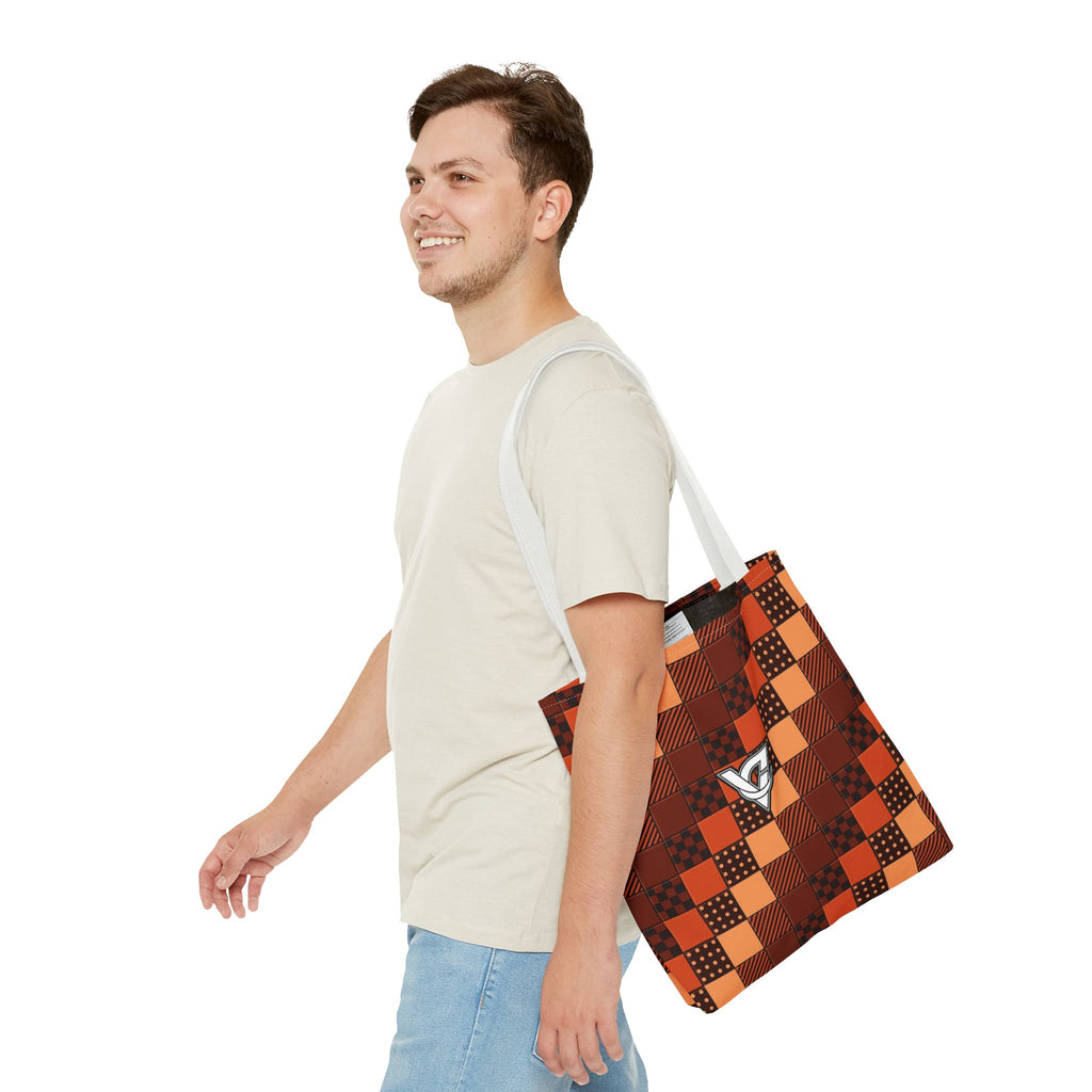 Rust Patchwork Tote Bag — All-Over Print Gym & Everyday Tote