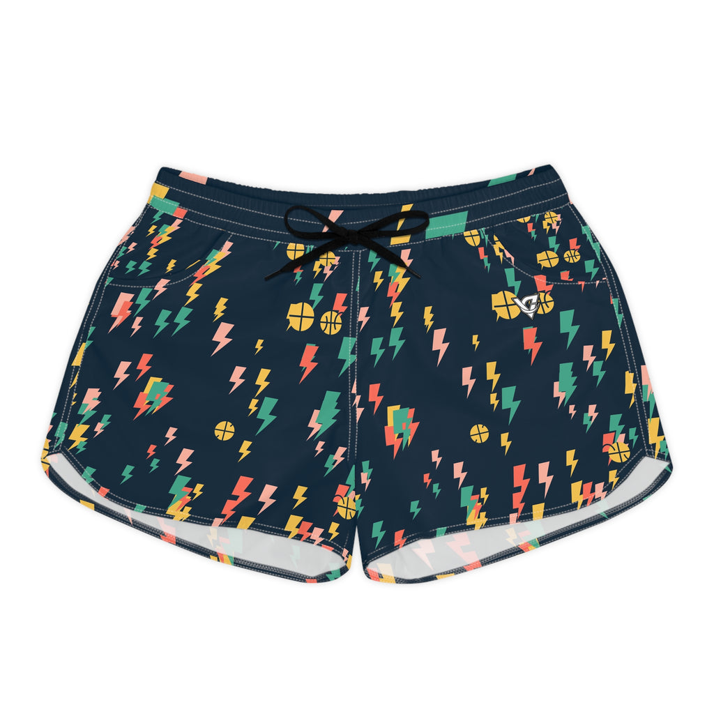 Basketball Coral Reef Bolt Strike Women's Athletic Shorts with Pockets