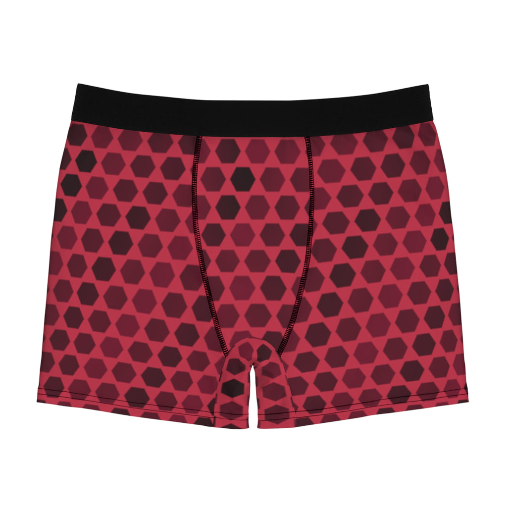 Cranberry Hex Grid Men's Boxer Briefs — Performance Underwear