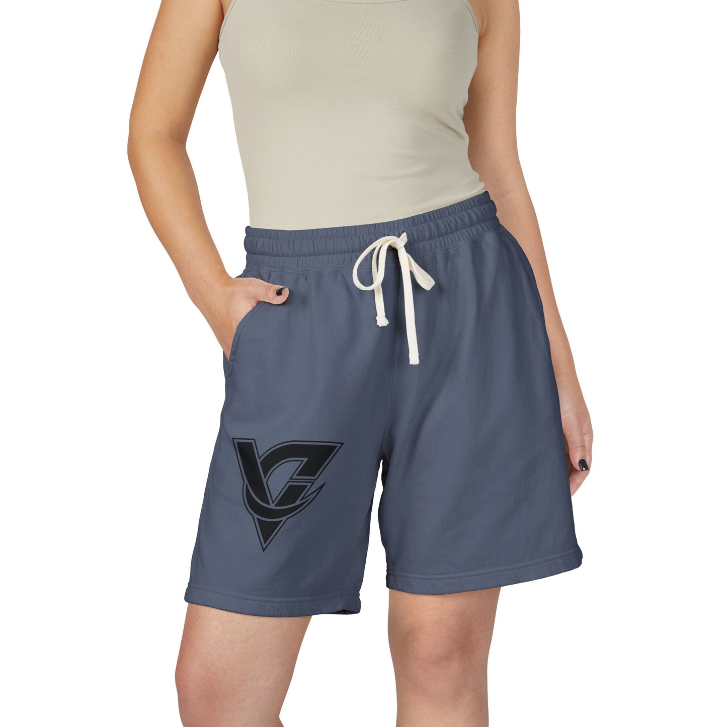 Lightweight Fleece Sweat Shorts — Retro V Logo Casual Lounge Shorts