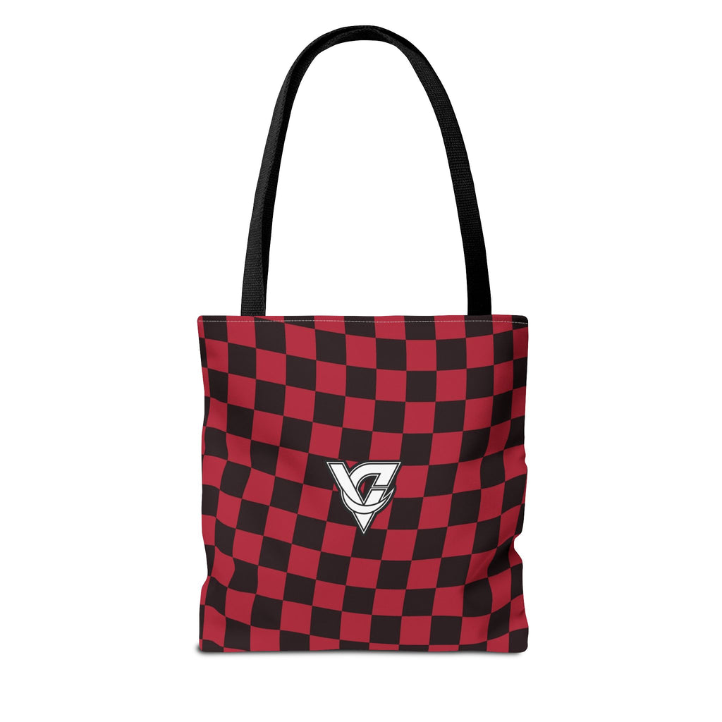 Spiced Wine Warp Check Tote Bag — All-Over Print Gym & Everyday Tote