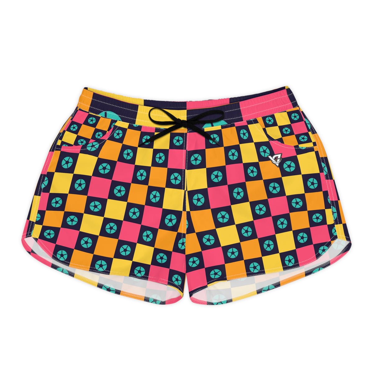 Soccer Electric Mango Checker Drive Women's Athletic Shorts with Pockets
