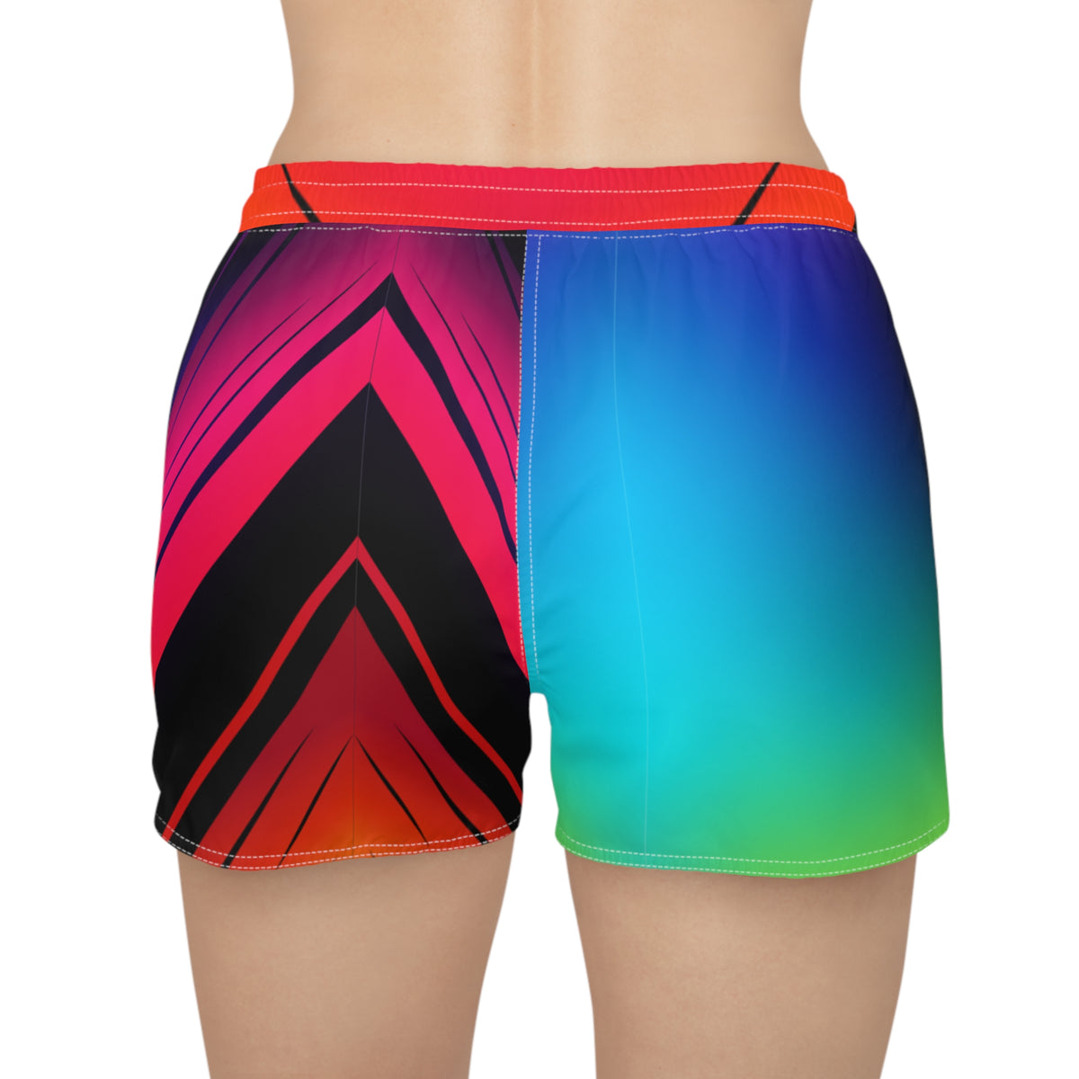 Women's Multipurpose Athletic Shorts with Pockets | Rainbow Geometric
