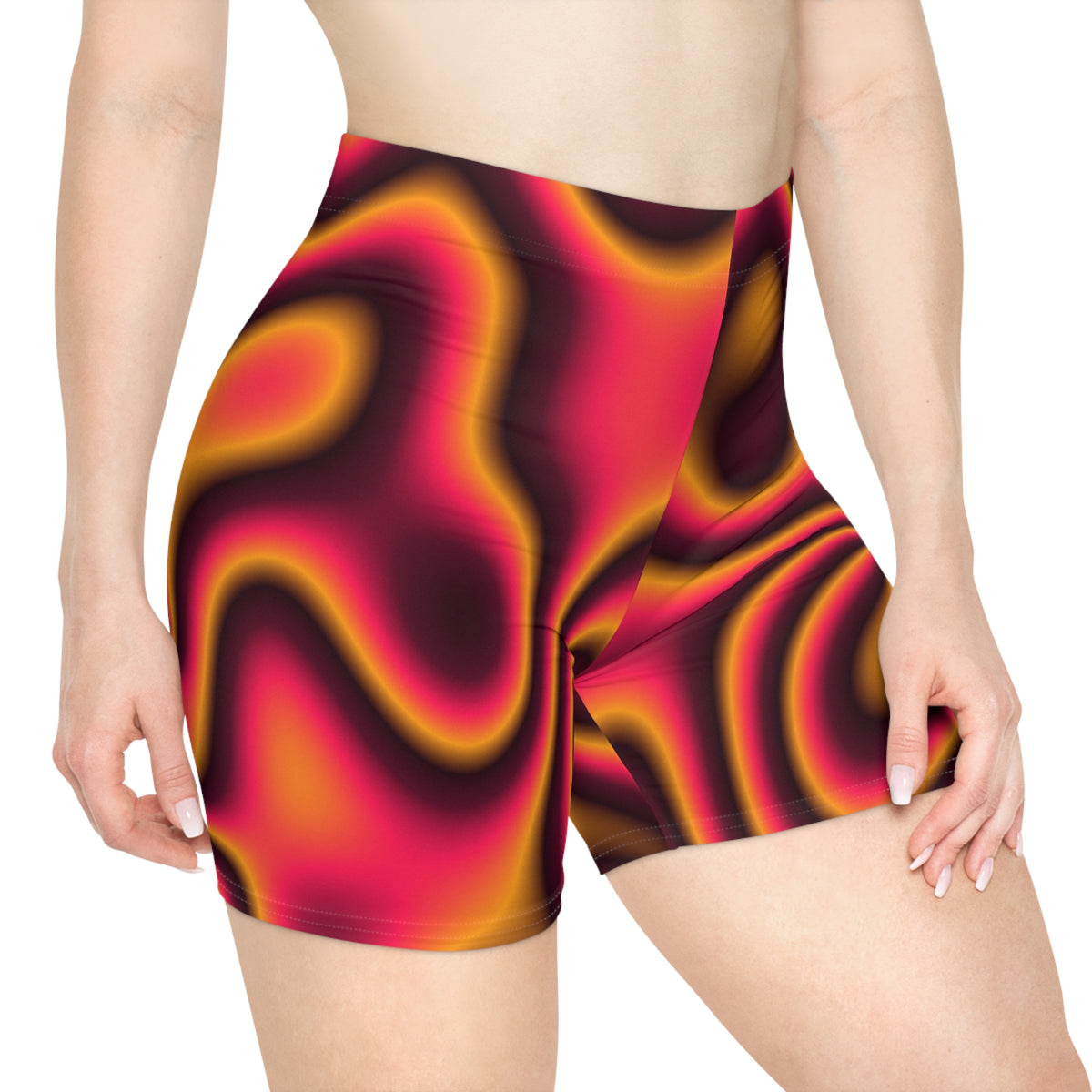 Infrared Tie-Dye Women's Biker Shorts — High-Waist Workout Shorts