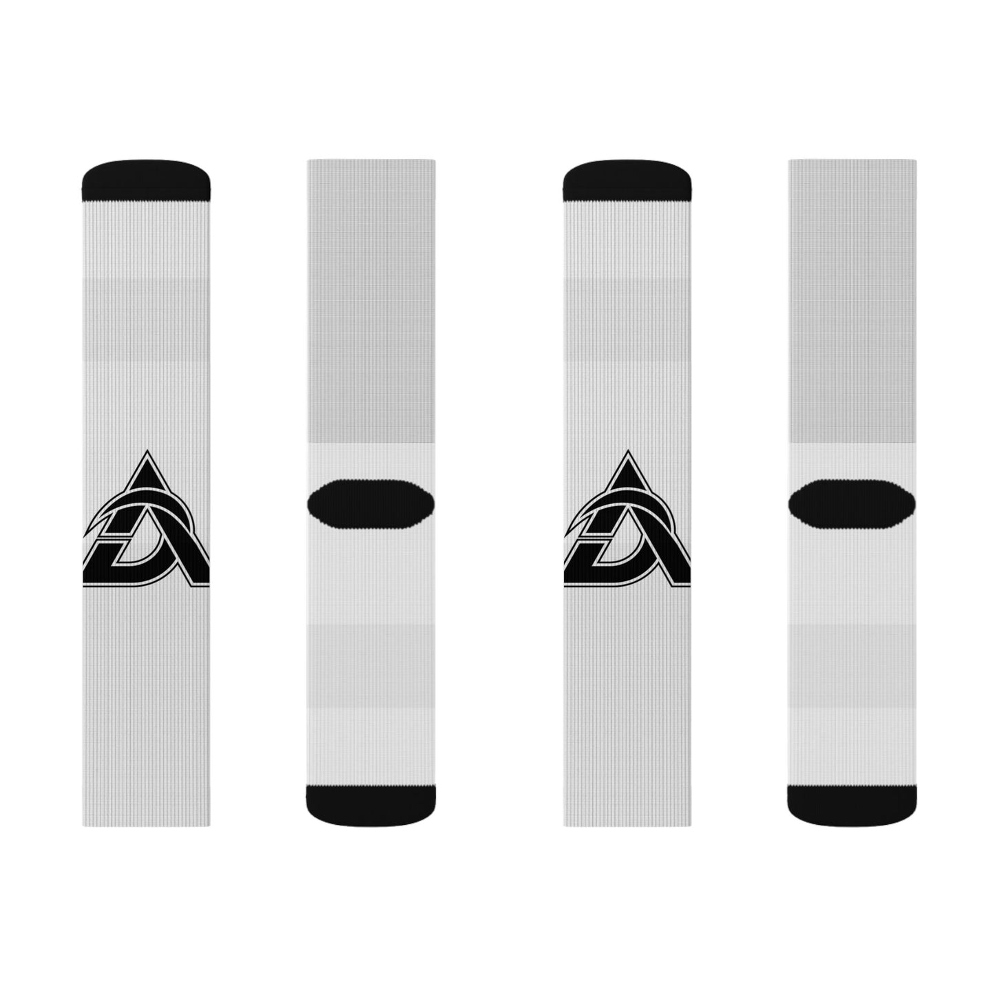 Custom Sublimation Crew Socks with Black Logo – Athletic Graphic Socks