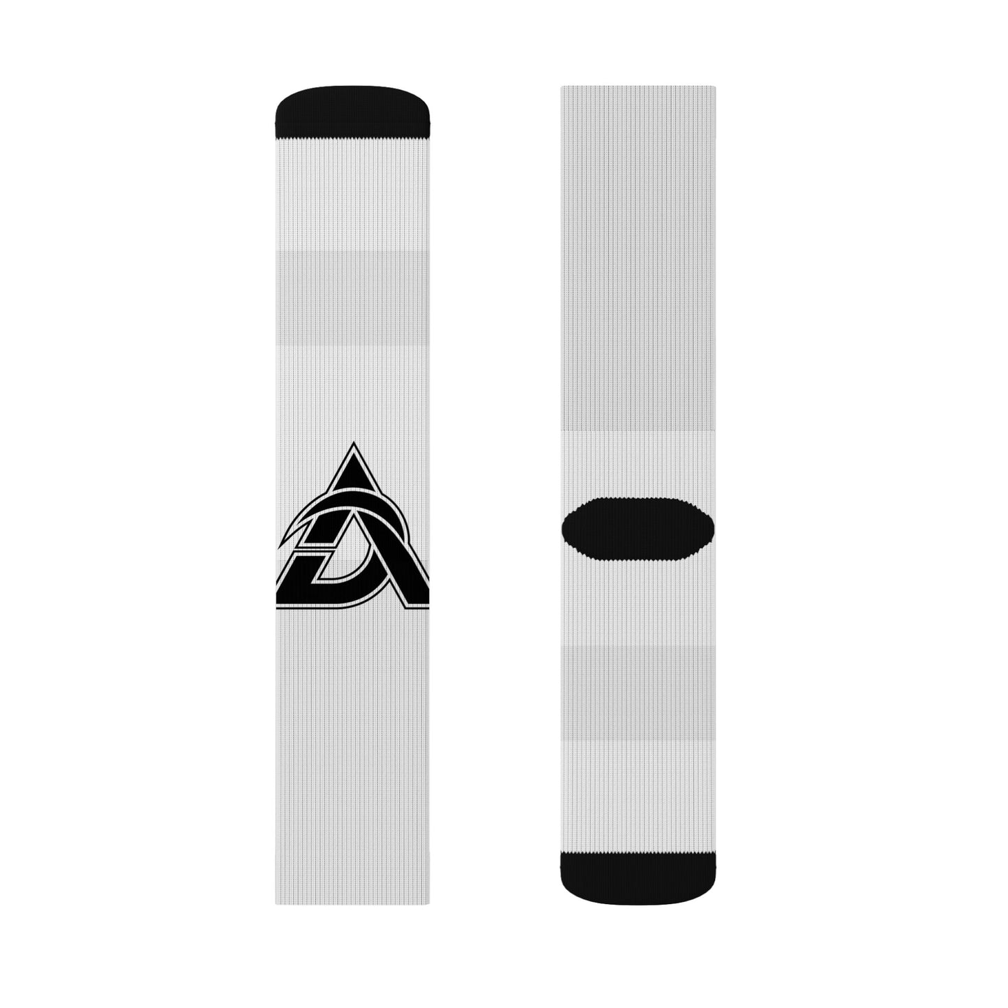 Custom Sublimation Crew Socks with Black Logo – Athletic Graphic Socks
