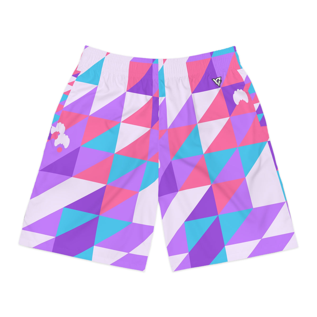 Yoga Lilac Wave Prism Block Men's Athletic Shorts with Pockets