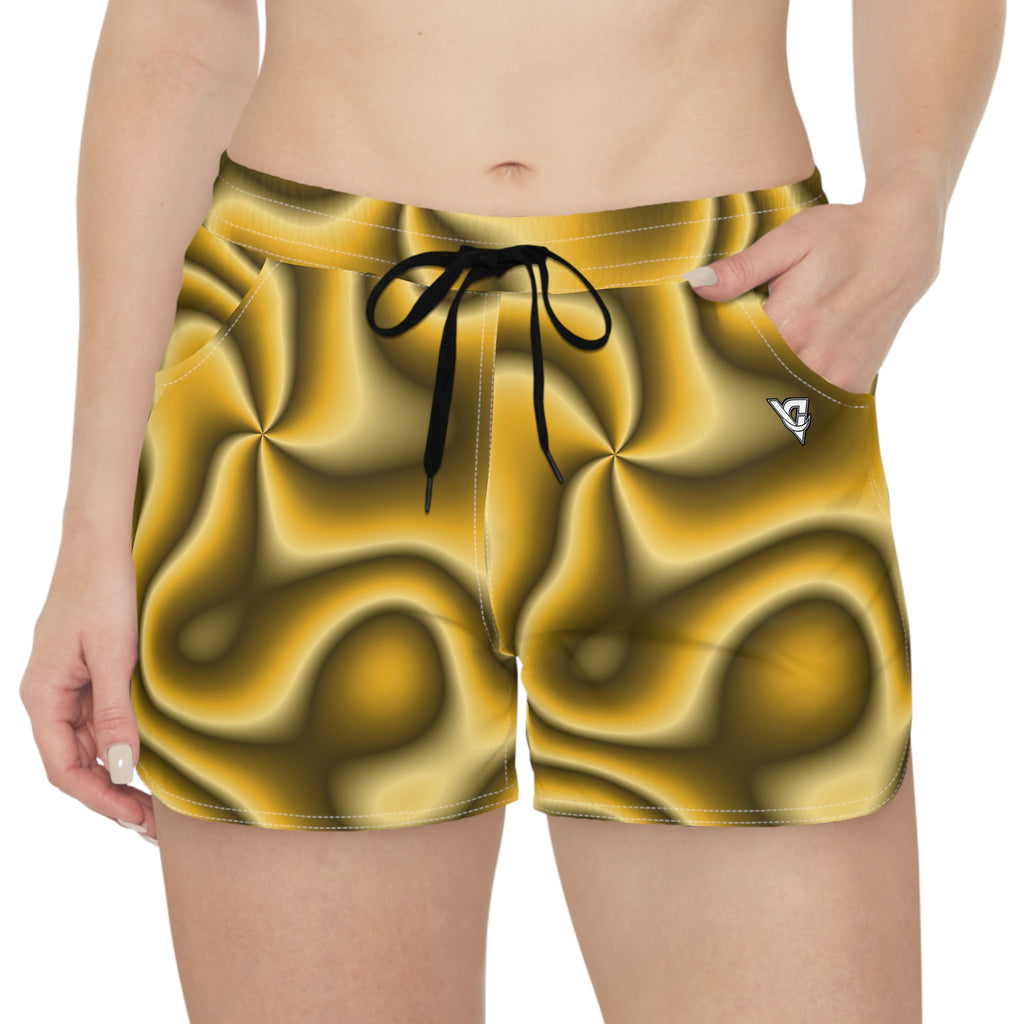 Women's Multipurpose Athletic Shorts with Pockets | Mustard Tie-Dye