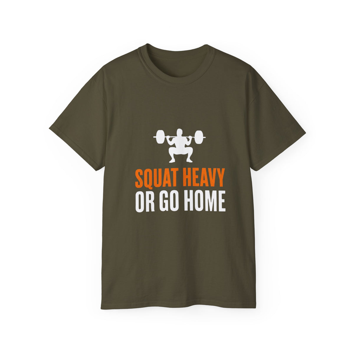 Squat Heavy Tee — Bold Orange Gym Shirt for Weightlifters & CrossFit