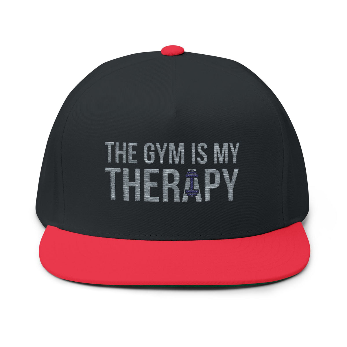 Flat Bill Cap "The Gym Is My Therapy" Embroidered Fitness by Vantacore Athletics, view 4