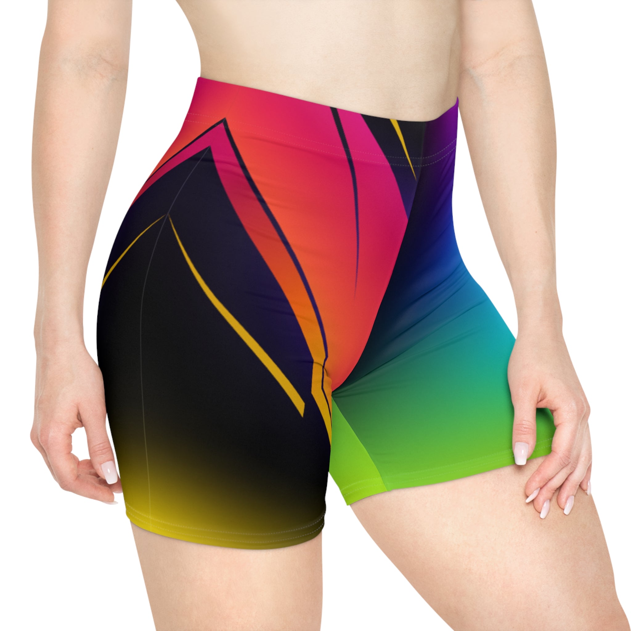 Gradient Lightning Biker Shorts | Women's Bright Ombre Athletic Shorts