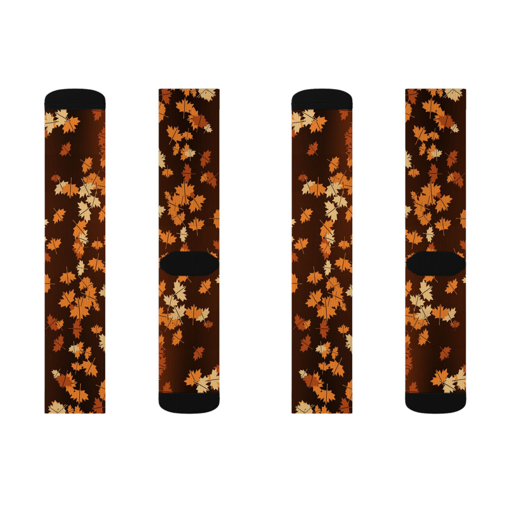 Pumpkin Falling Leaves Athletic Crew Socks