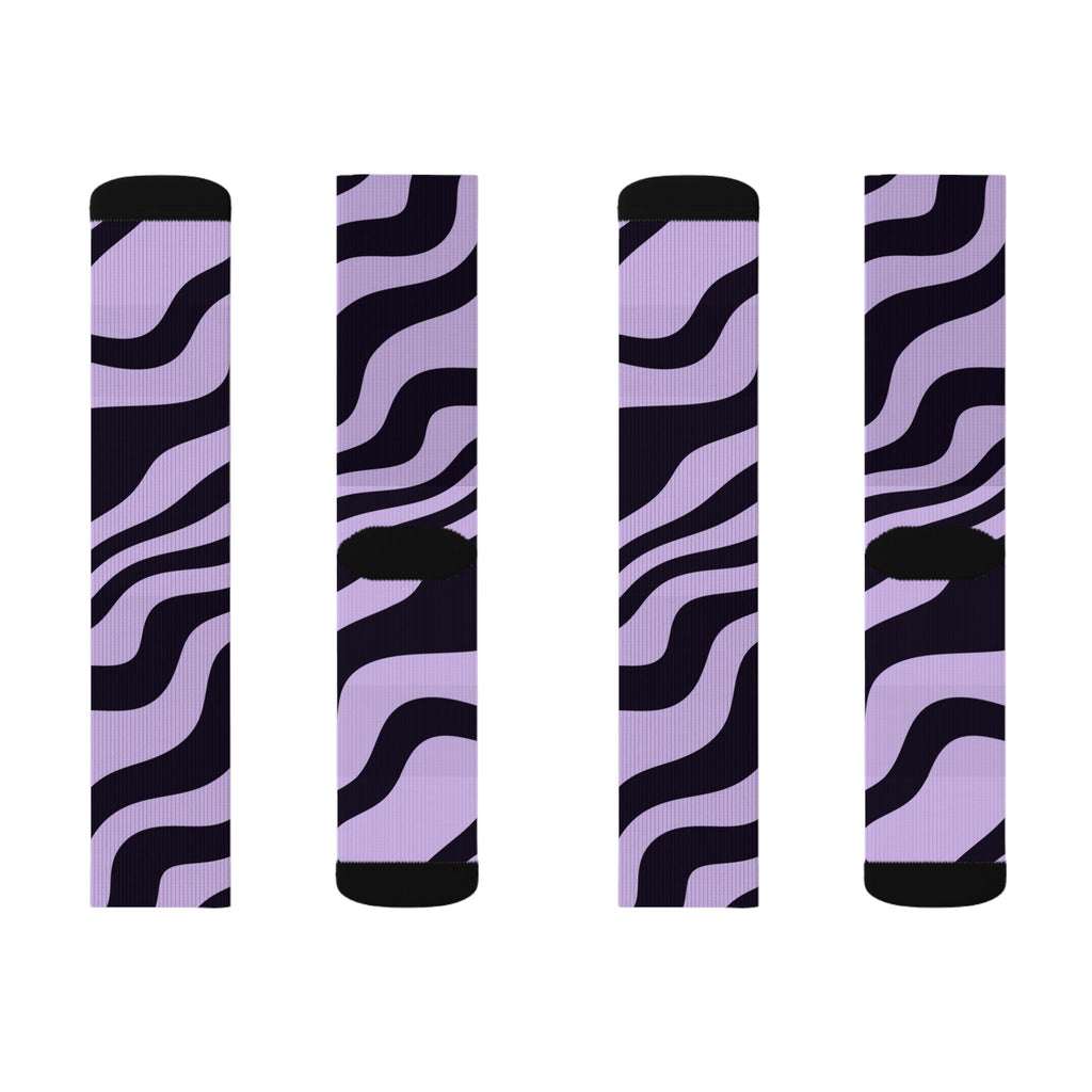 Grape Zebra Athletic Crew Socks