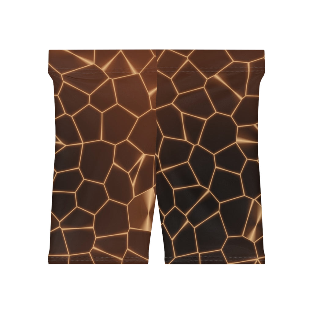 Copper Rift Women's Biker Shorts — High-Waist Workout Shorts