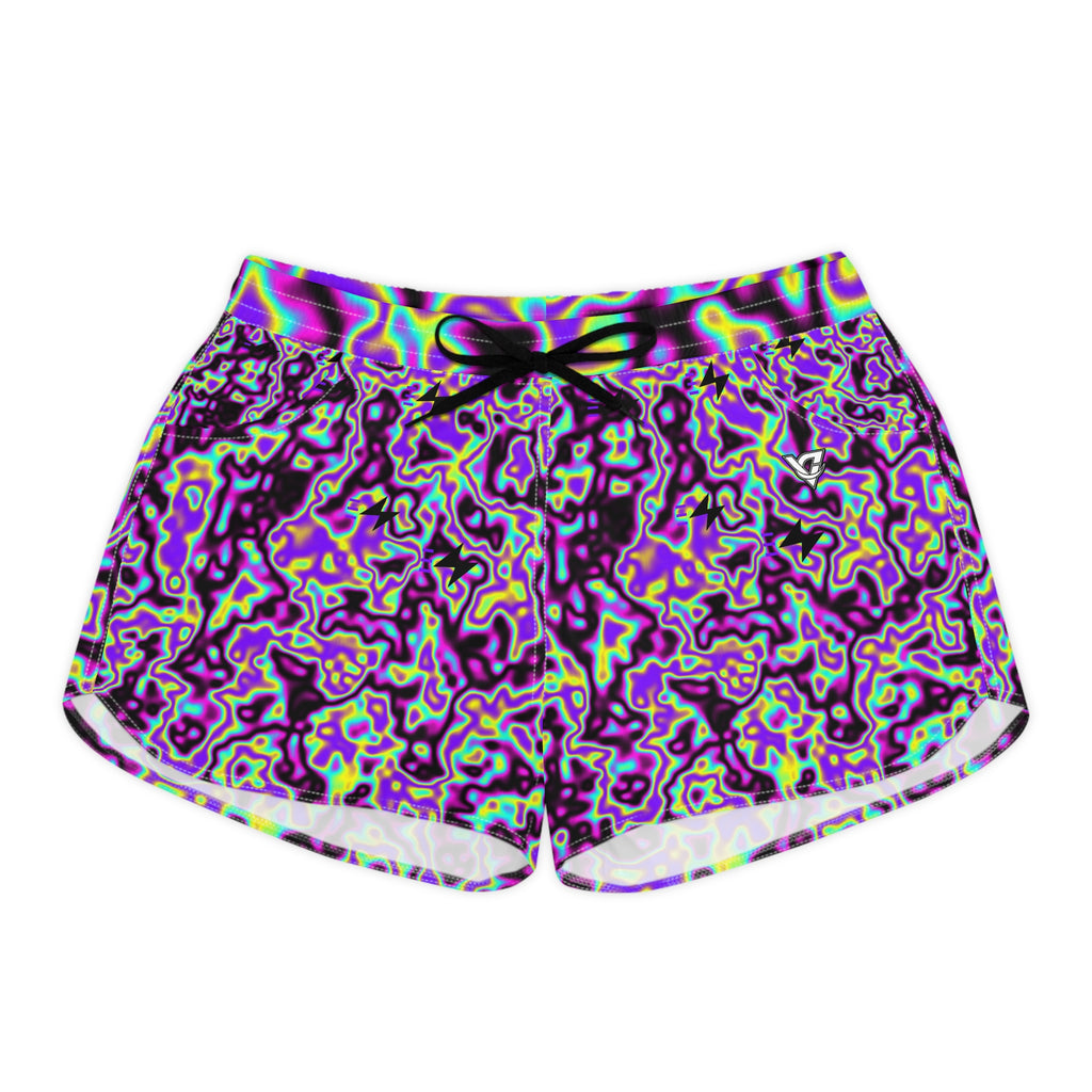 Running Midnight Neon Marble Flow Women's Athletic Shorts with Pockets