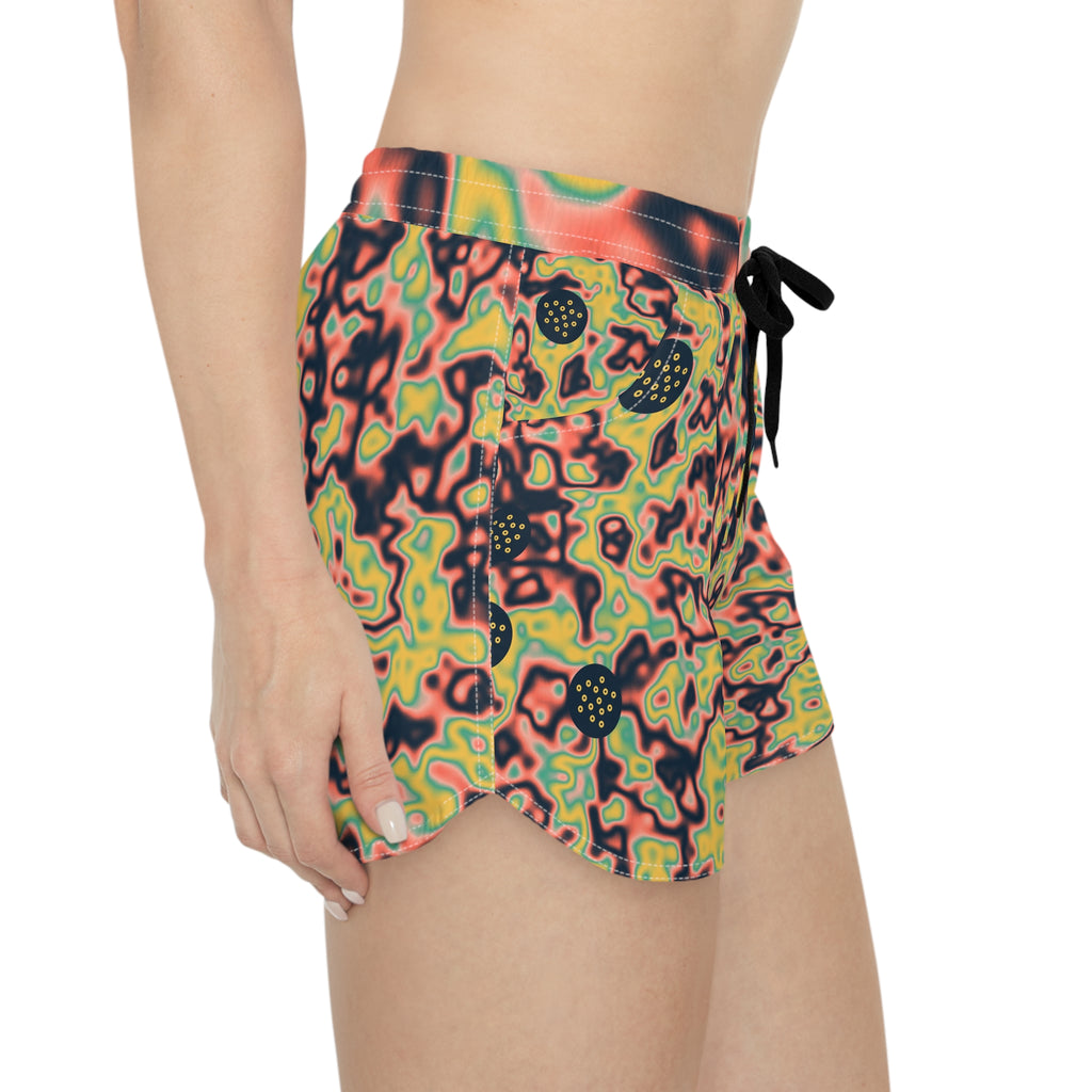 Golf Coral Reef Marble Flow Women's Athletic Shorts with Pockets