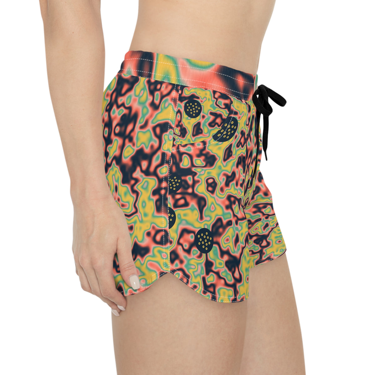 Golf Coral Reef Marble Flow Women's Athletic Shorts with Pockets
