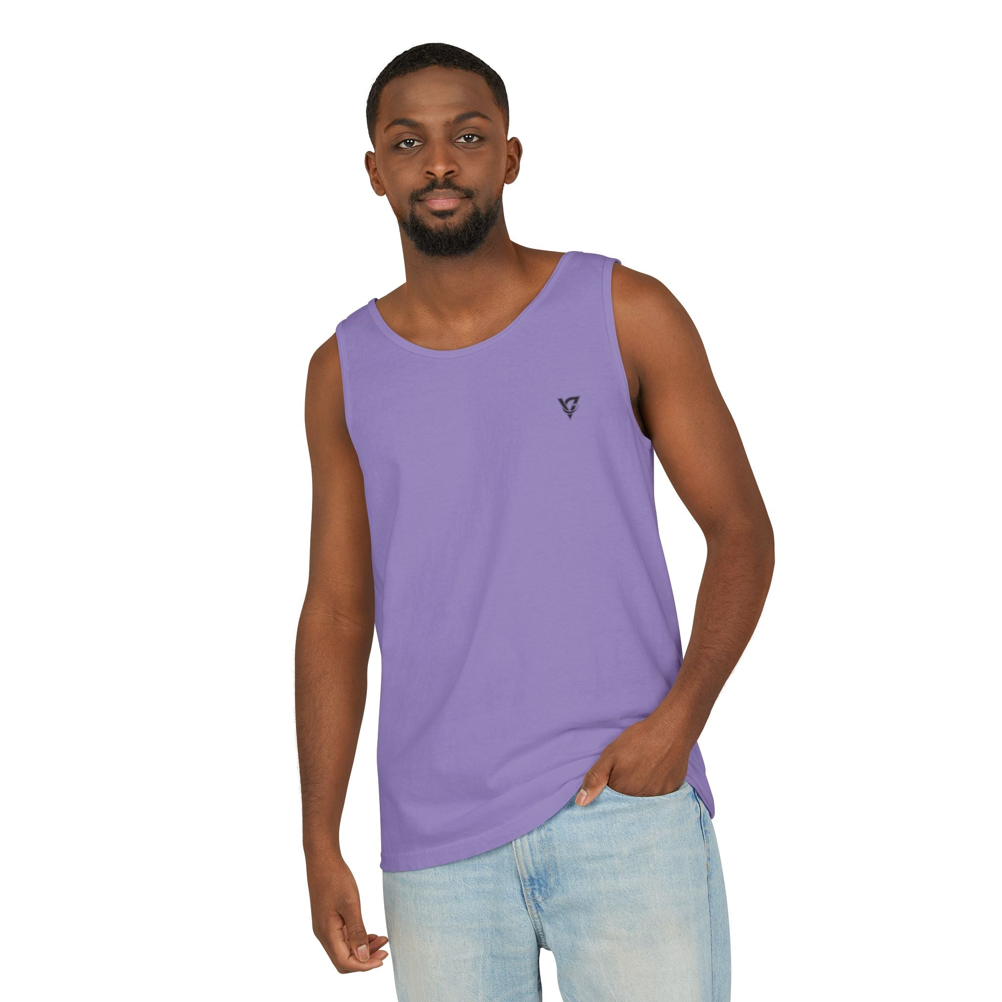 Minimal Geometric Triangle Logo Tank Top | Chest Emblem