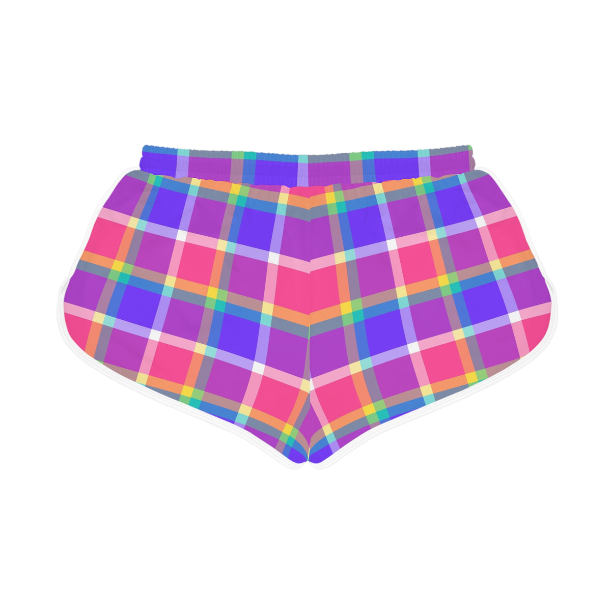 Women's Plaid Pop Relaxed Shorts – Colorful All-Over Print Running & Workout Shorts