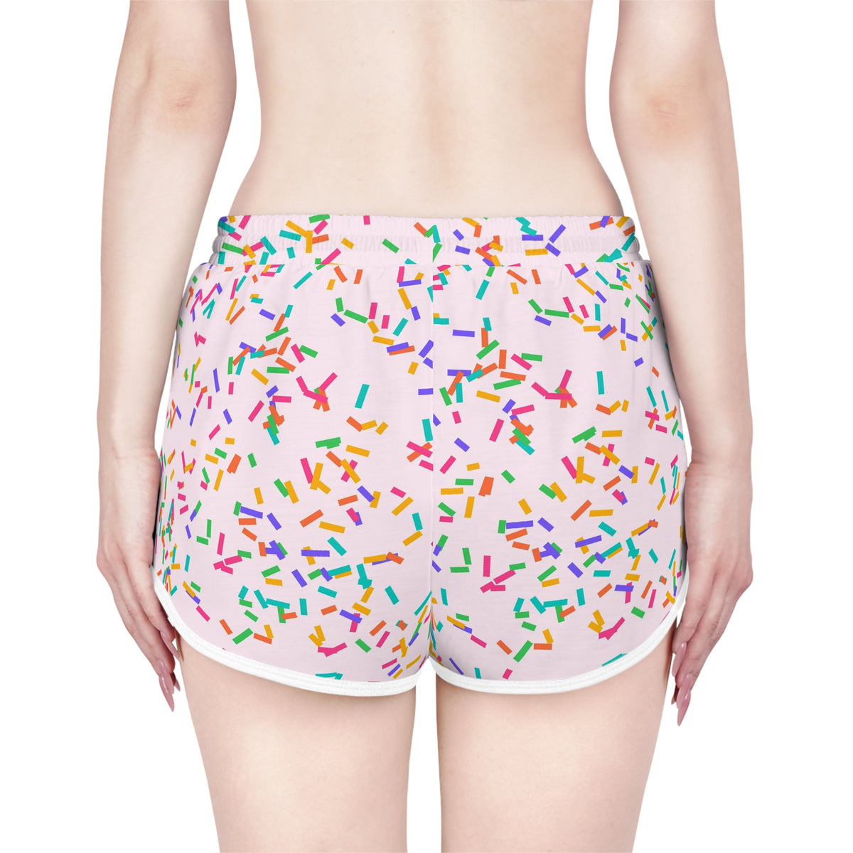 Women's Confetti Party Relaxed Shorts – Colorful All-Over Print Running & Workout Shorts