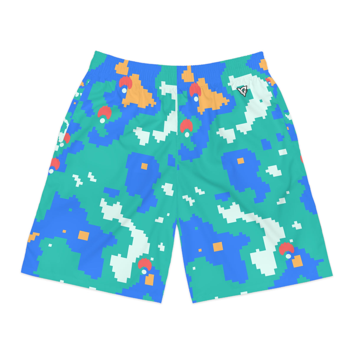 Yoga Sea Glass Pixel Camo Men's Athletic Shorts with Pockets