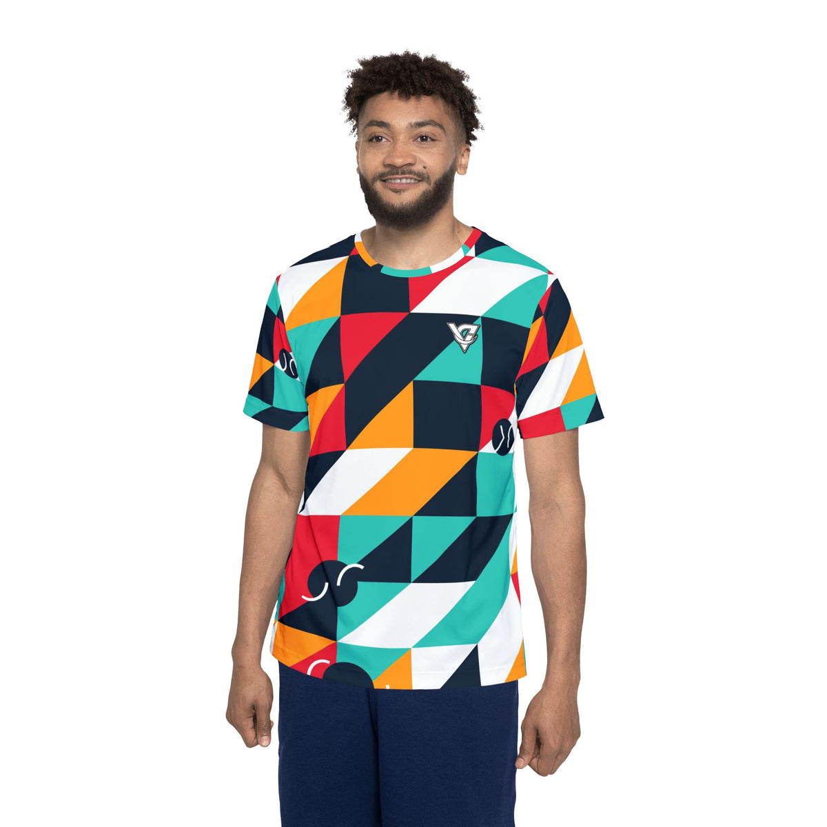 Tennis Aqua Volt Prism Block Men's Sports Jersey