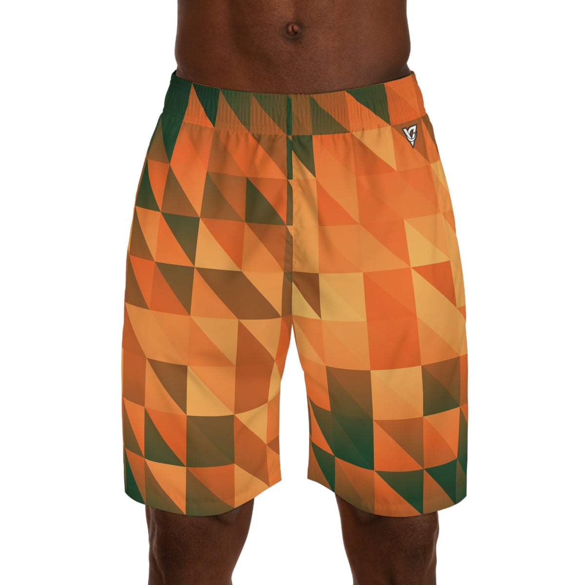 Men's Evergreen Ember Low-Poly Performance Jogger Athletic Shorts with Pockets