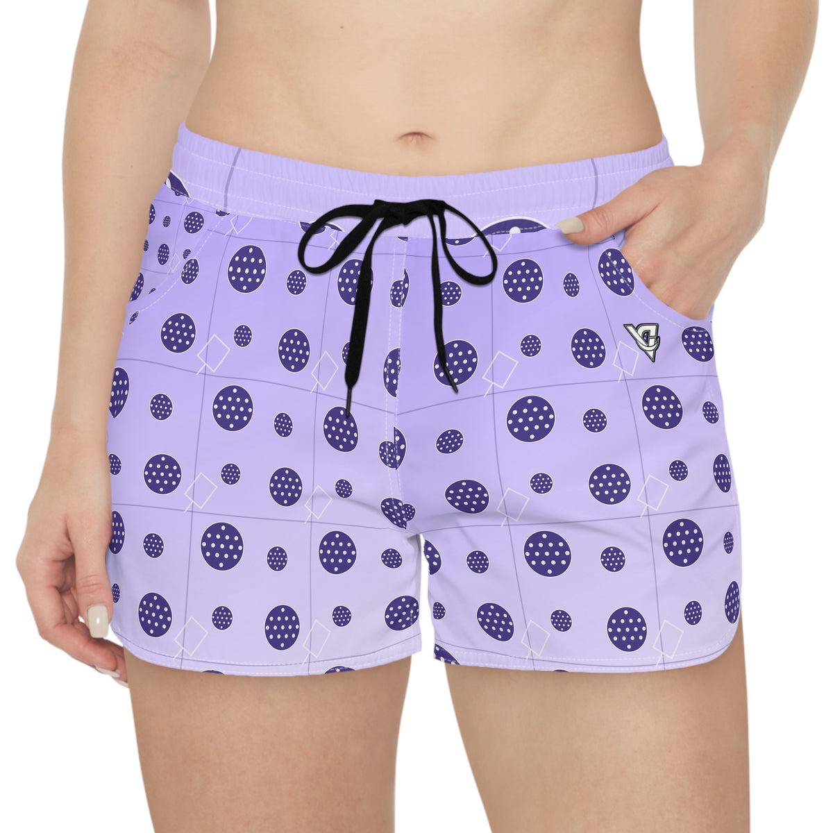 Pickleball Lavender Mist Dink Dot Women's Athletic Shorts with Pockets