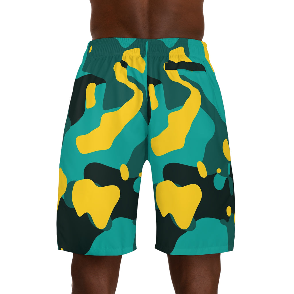 Men's Tropic Camo Performance Jogger Athletic Shorts with Pockets