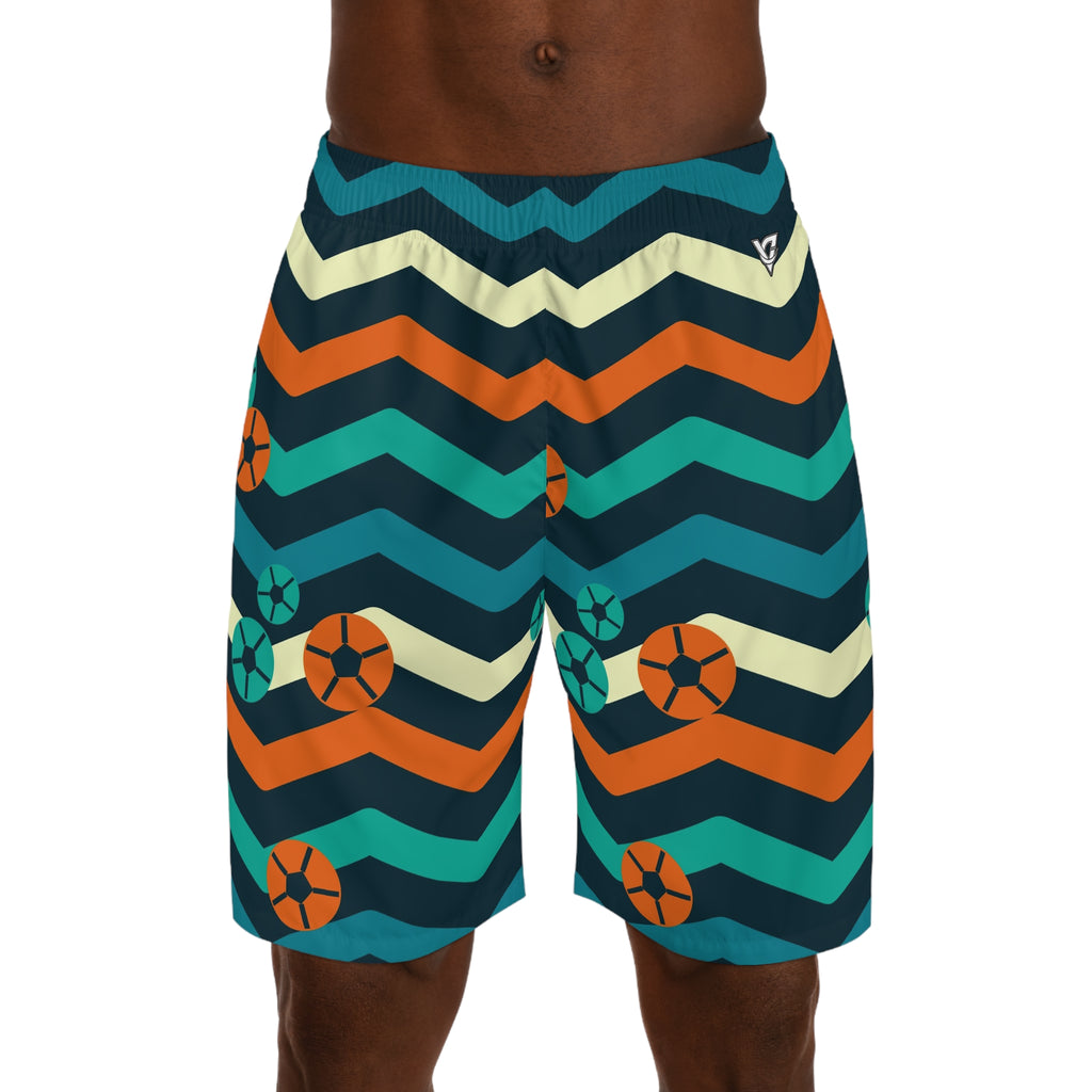 Soccer Peacock Chevron Rush Men's Athletic Shorts with Pockets
