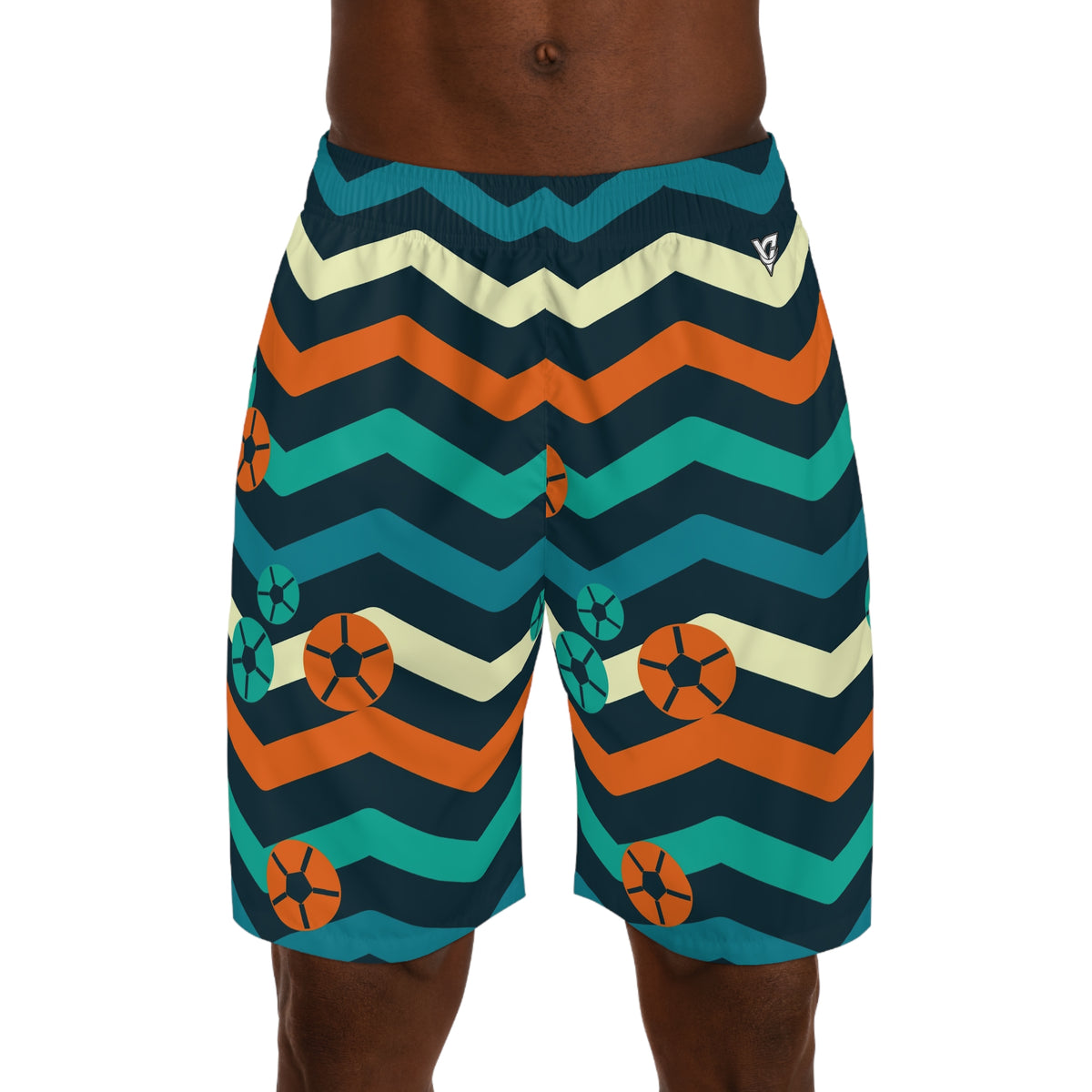 Soccer Peacock Chevron Rush Men's Athletic Shorts with Pockets