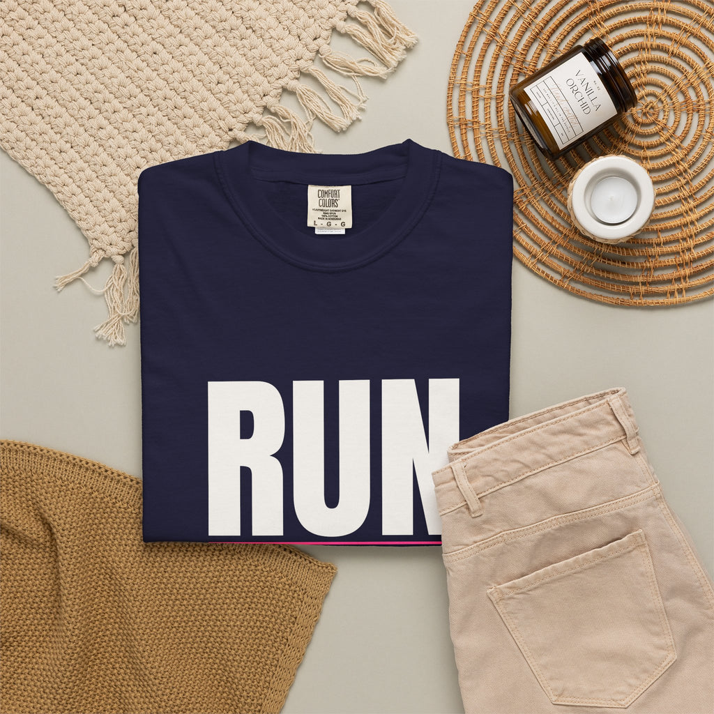 Run The Day | Women's Garment-Dyed Graphic Tee