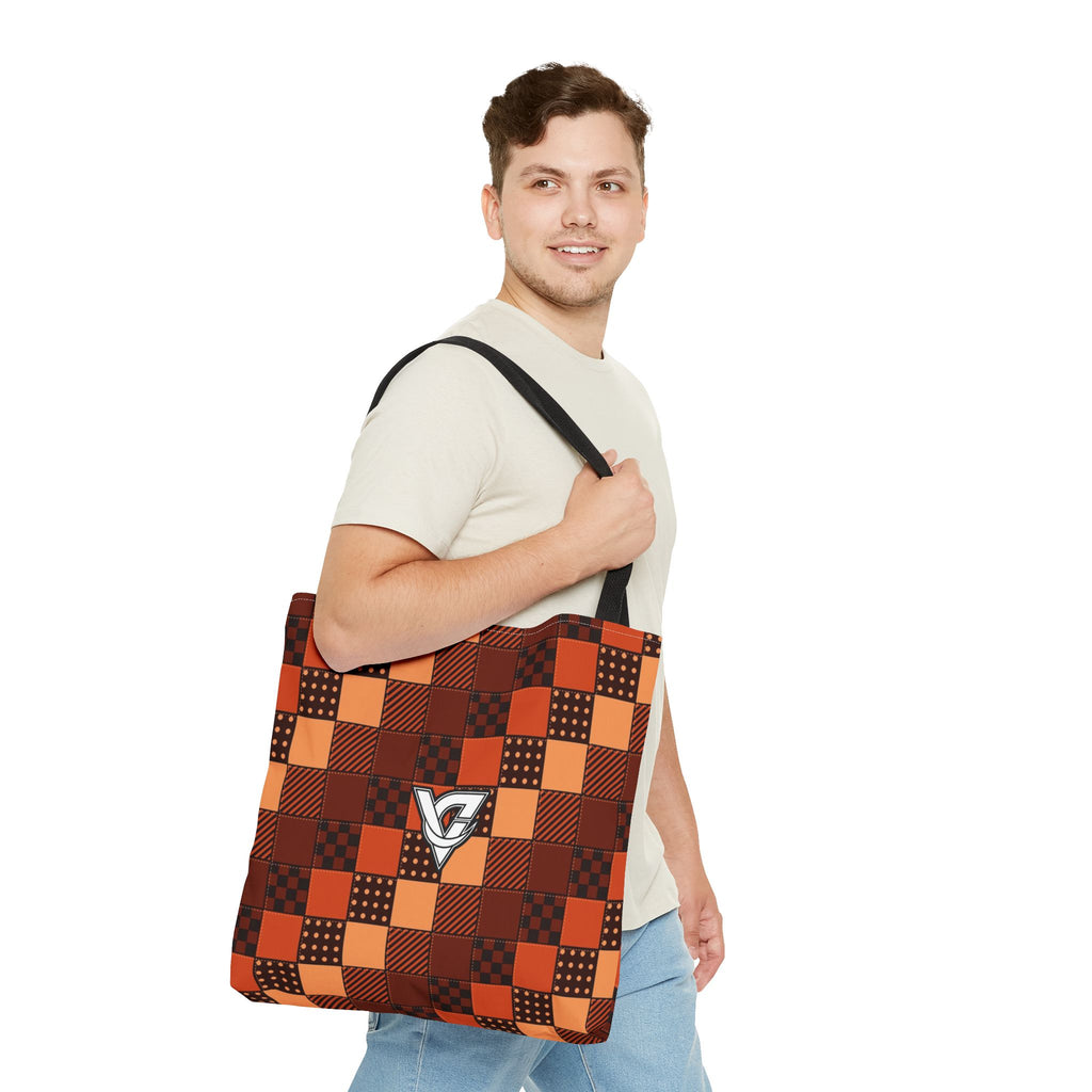 Rust Patchwork Tote Bag — All-Over Print Gym & Everyday Tote