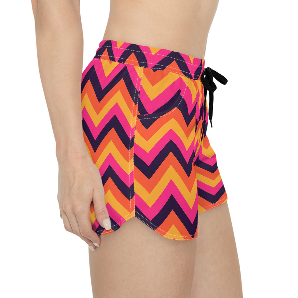 Women's Multipurpose Athletic Shorts with Pockets | Sunset Chevron