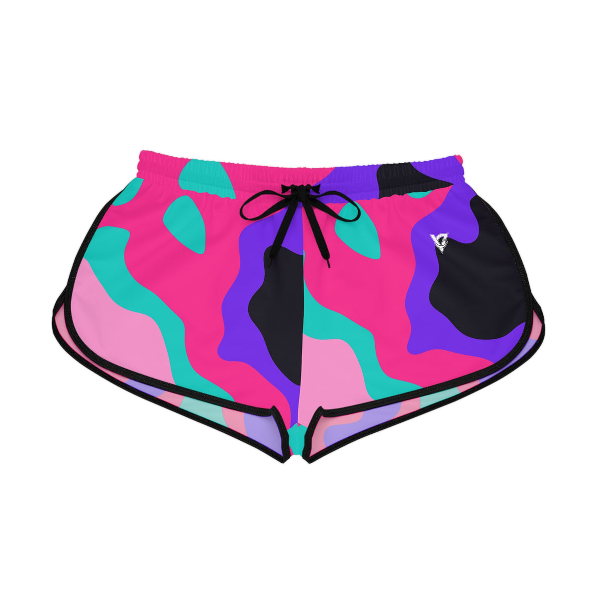 Women's Neon Camo Relaxed Shorts – Colorful All-Over Print Running & Workout Shorts