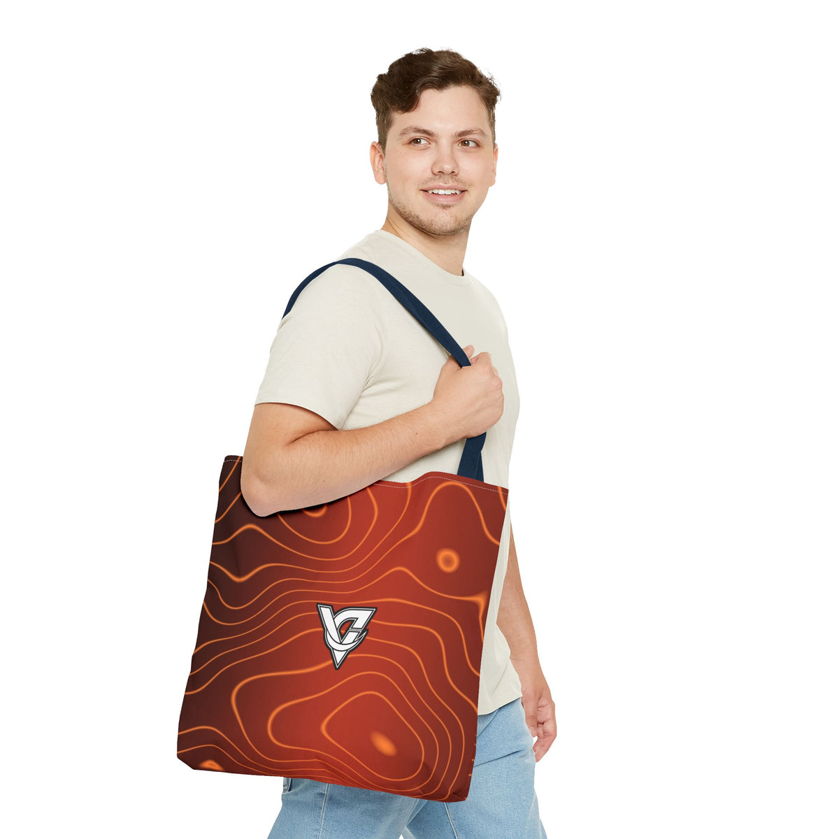 Sunset Orchard Topo Tote Bag — All-Over Print Gym & Everyday Tote