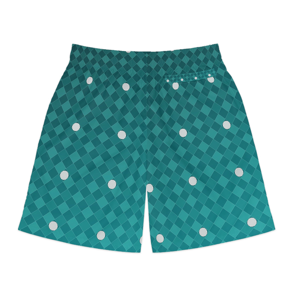 Golf Teal Wave Dimple Links Men's Athletic Shorts with Pockets