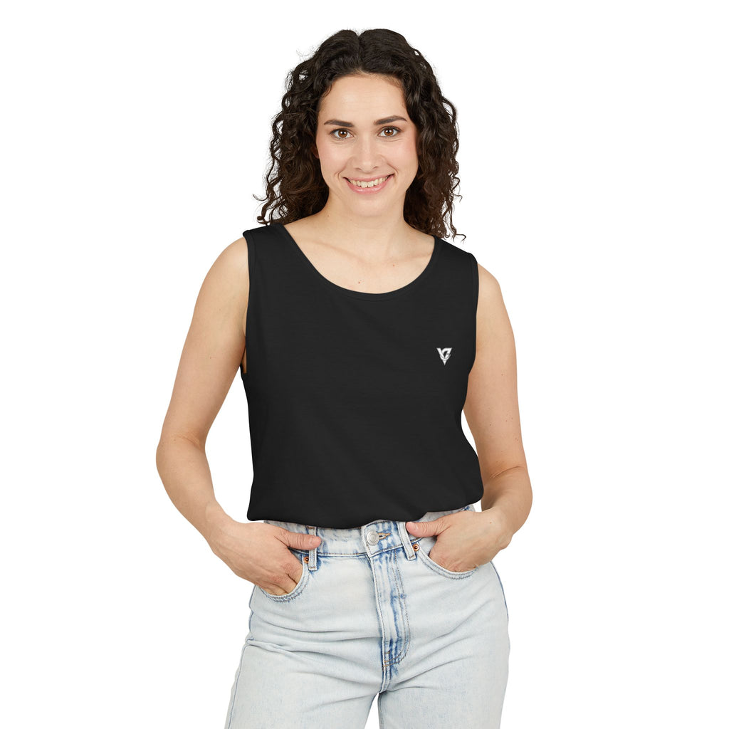 Minimal Geometric Triangle Logo Tank Top | Chest Emblem