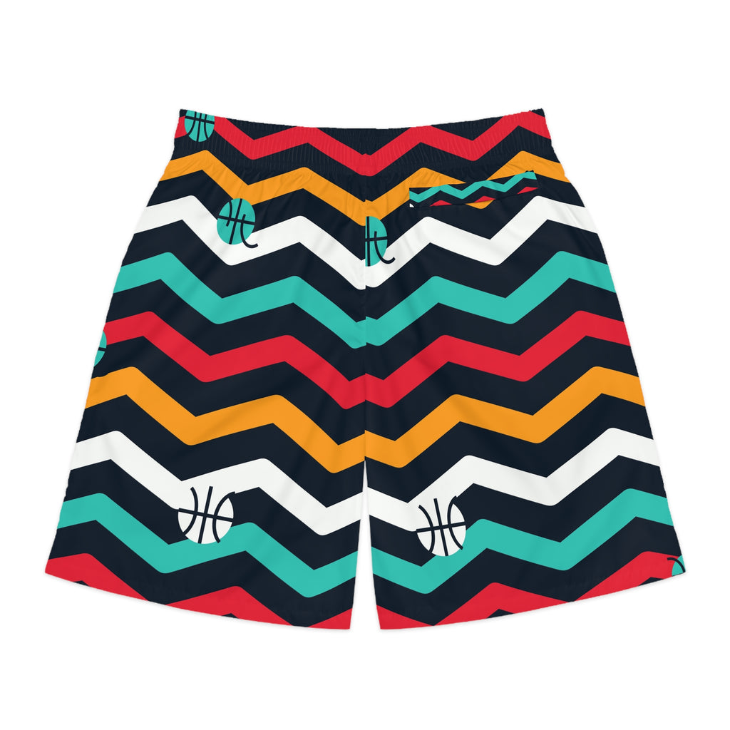 Basketball Aqua Volt Chevron Rush Men's Athletic Shorts with Pockets