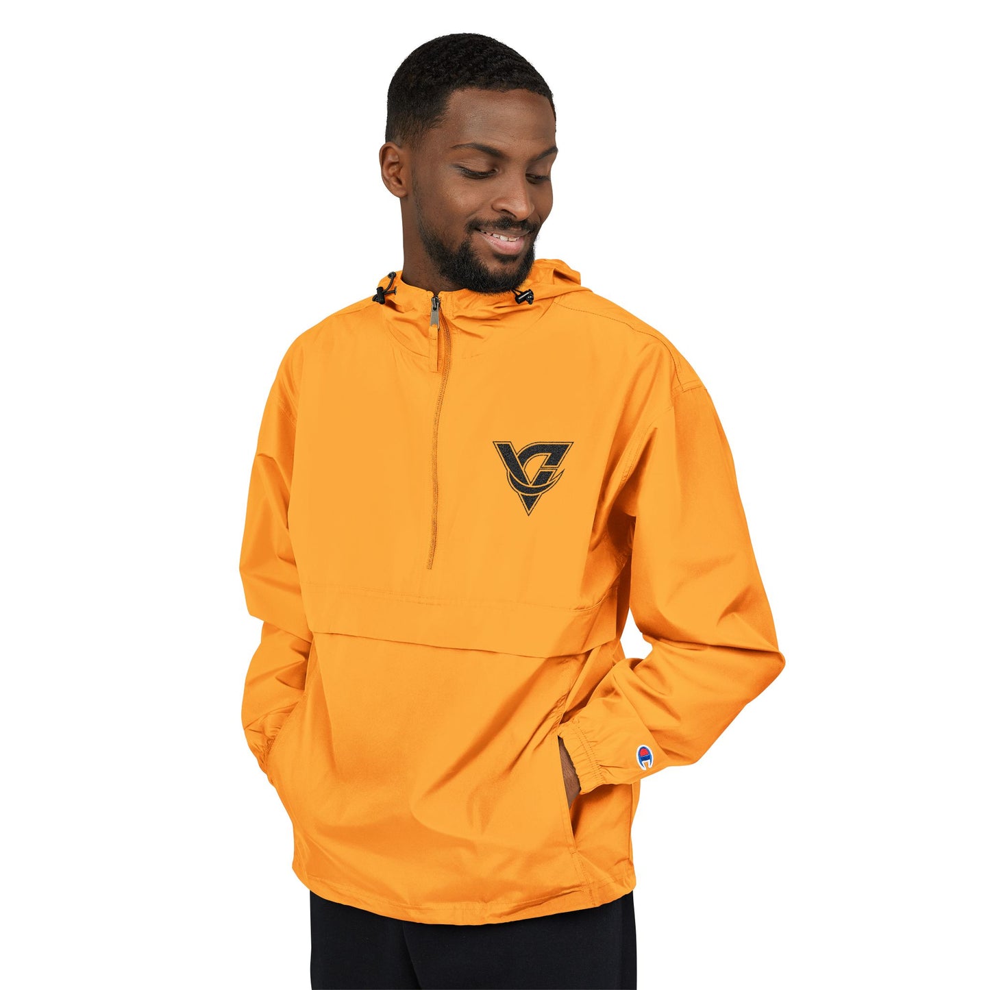 Packable Anorak Jacket — Lightweight Orange Windbreaker with Subtle Chest Logo